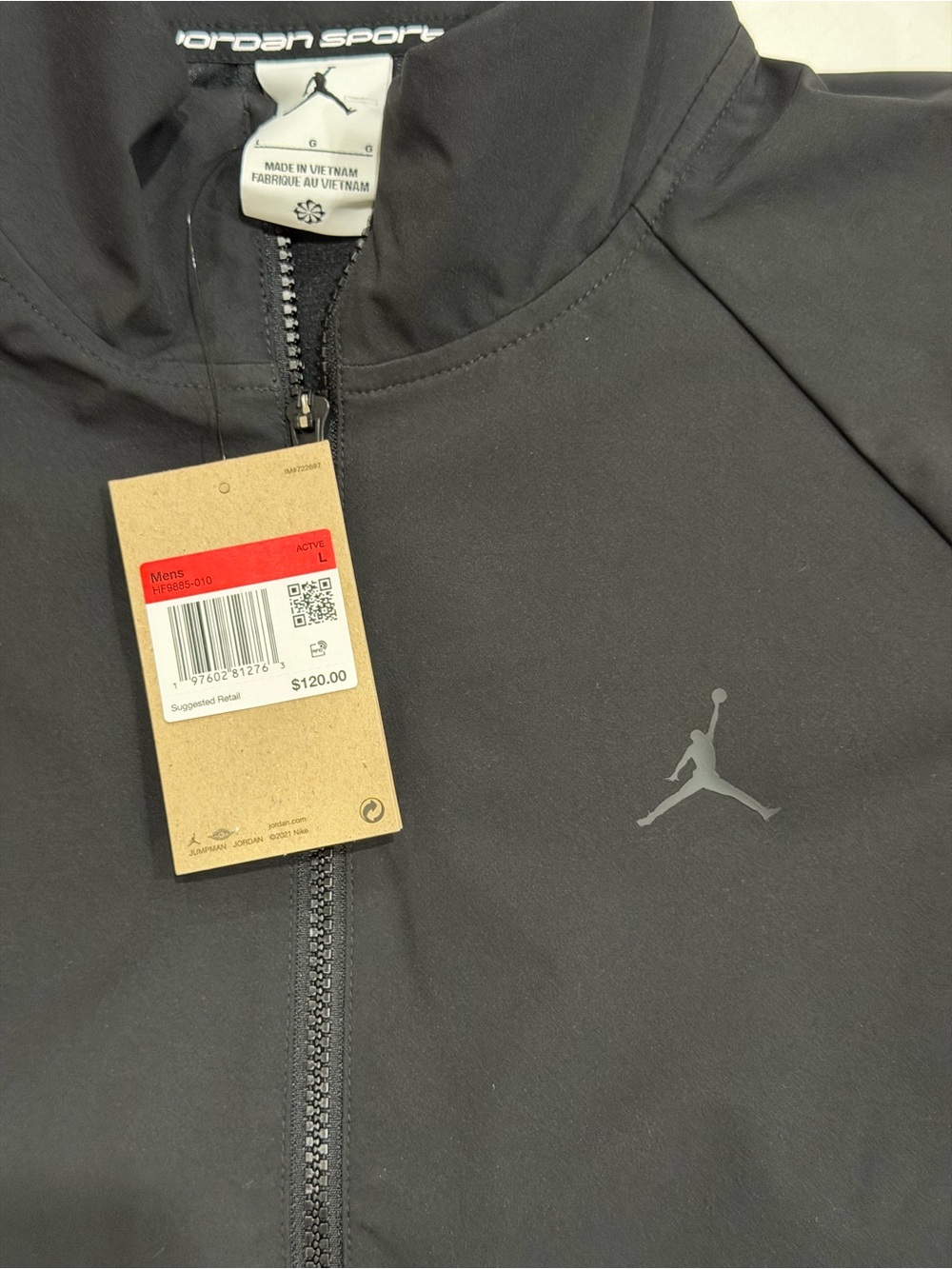 Nike Jordan Men's Black Lightweight Full-Zip Sport Jacket